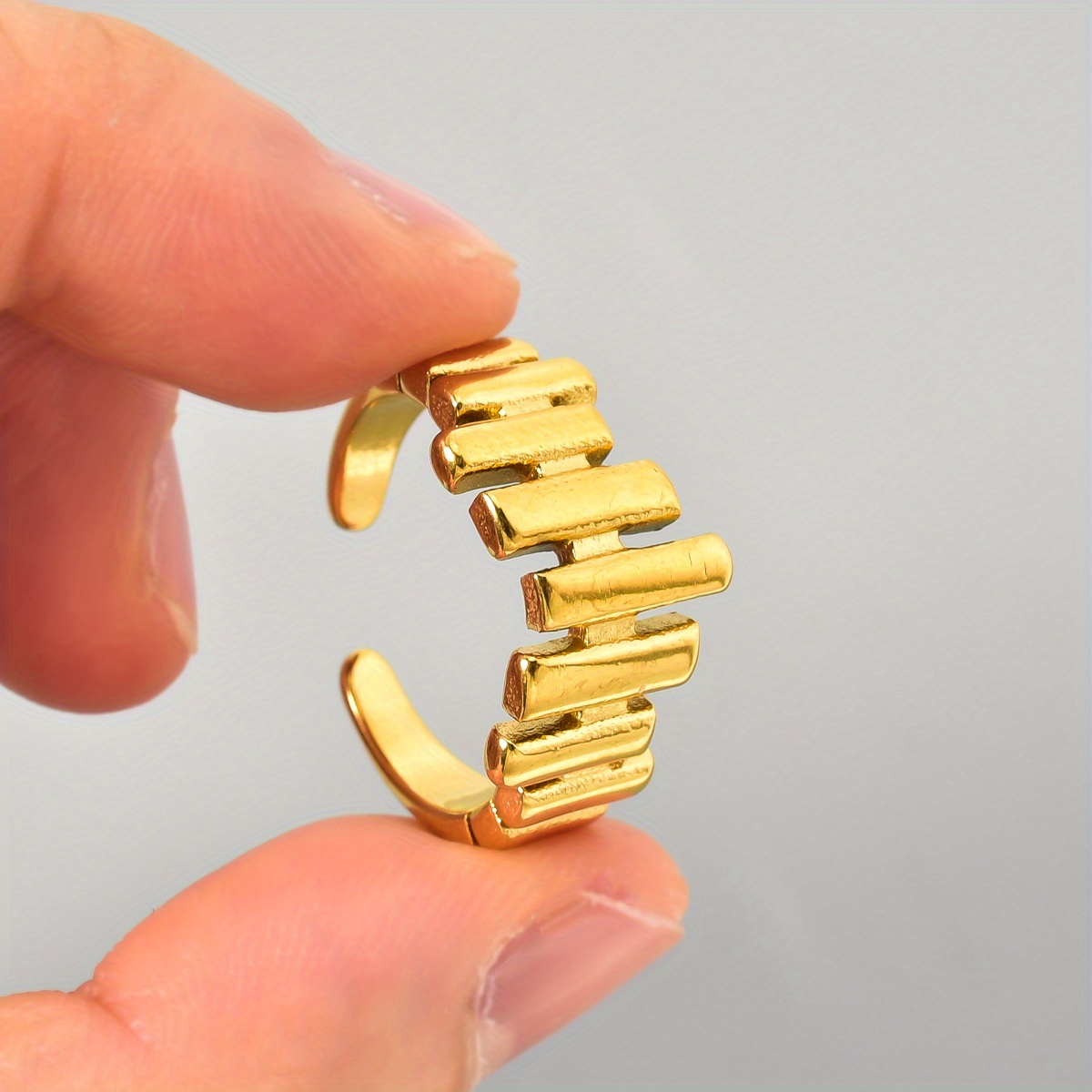 ZEADEAR Geometric Open Ring Golden Hip Hop Style Unisex Jewelry